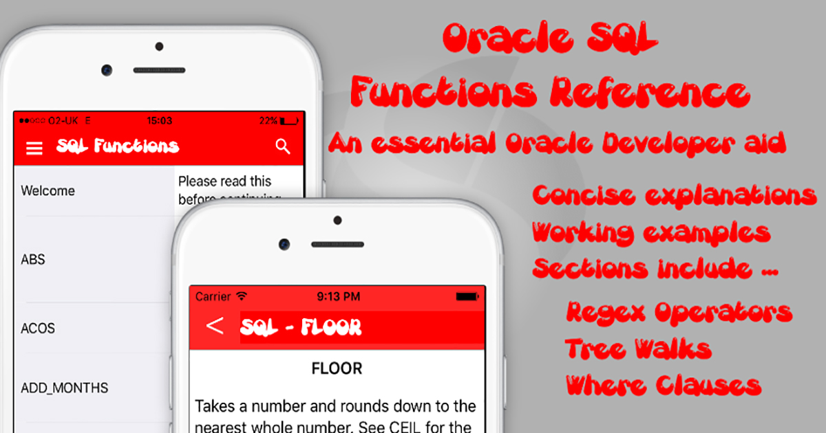 Oracle SQL Functions Reference iOS App | Seer Computing